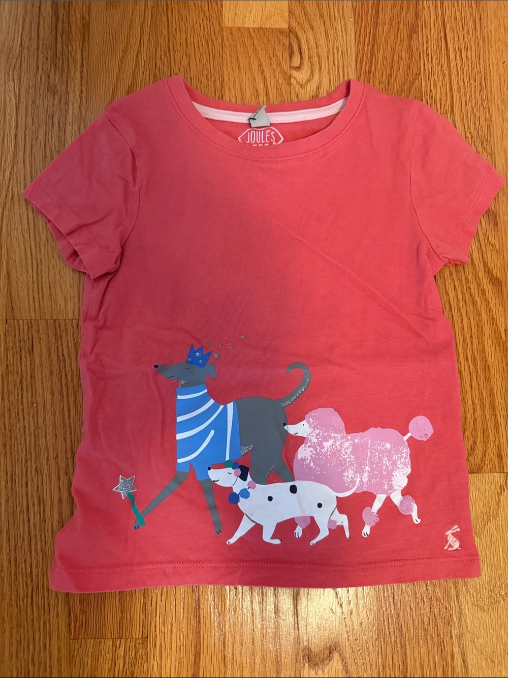 Joules Coral Pink Short-Sleeve Tee with Dog Parade Graphic
